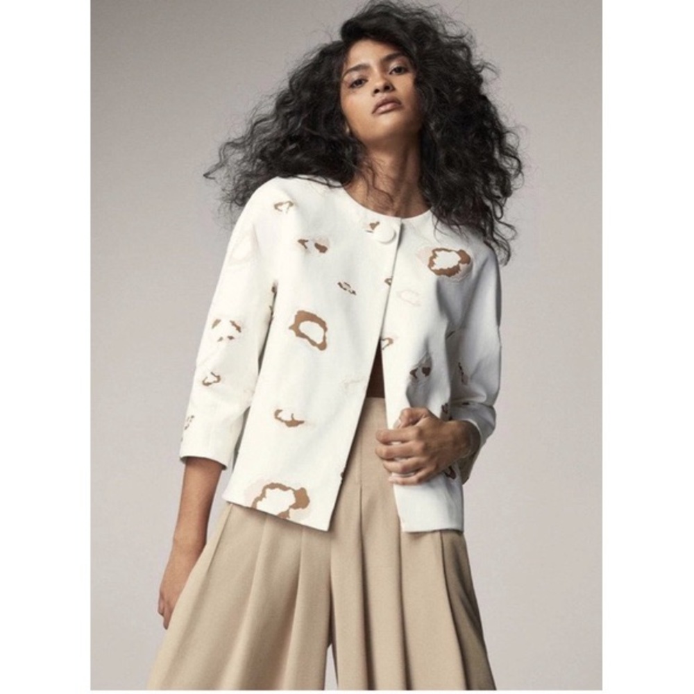 Massimo Dutti Animal Print Collarless Overcoat